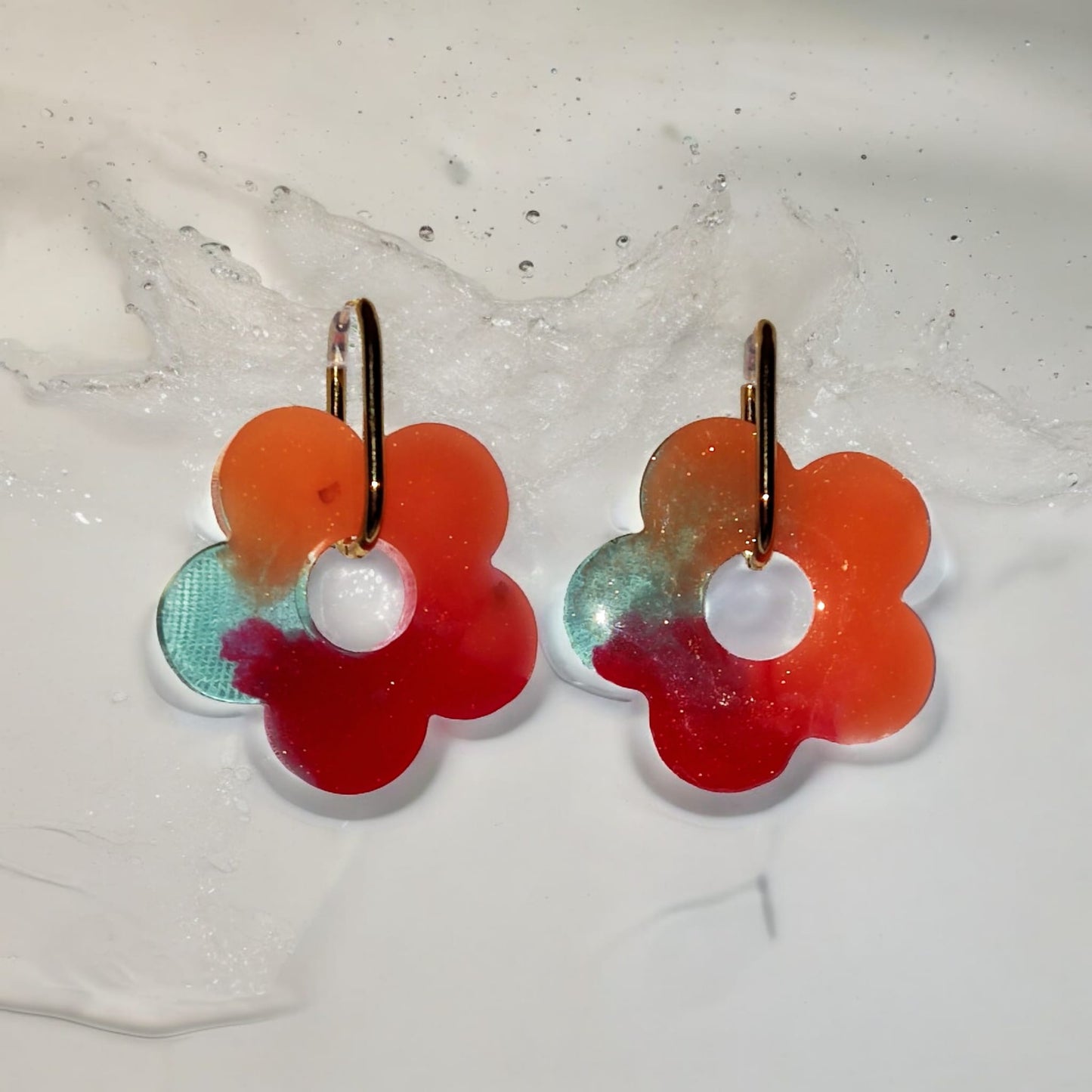 Boucles d'oreilles fleuries Napoli en resine