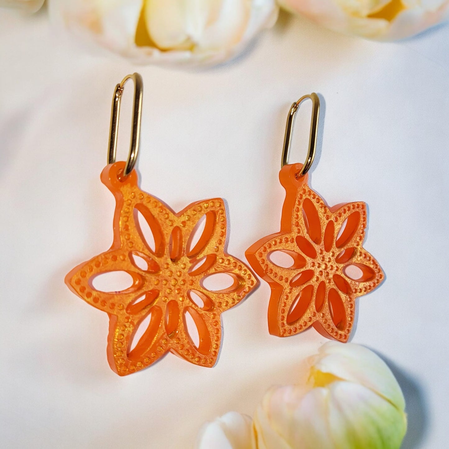 Boucles d'oreilles fleurs orange Tropea