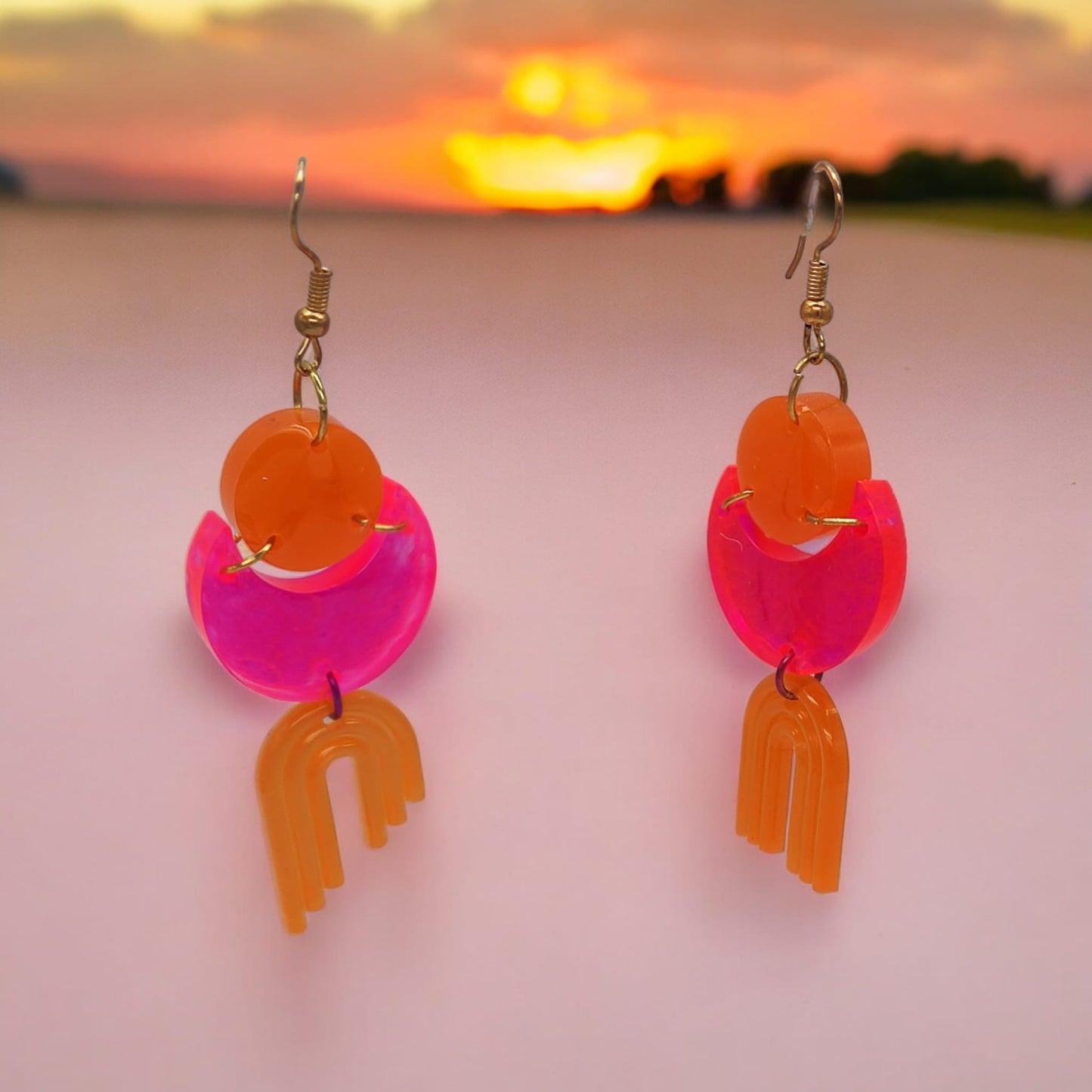 Boucles d'oreilles fantaisie aux couleurs du couché du soleil