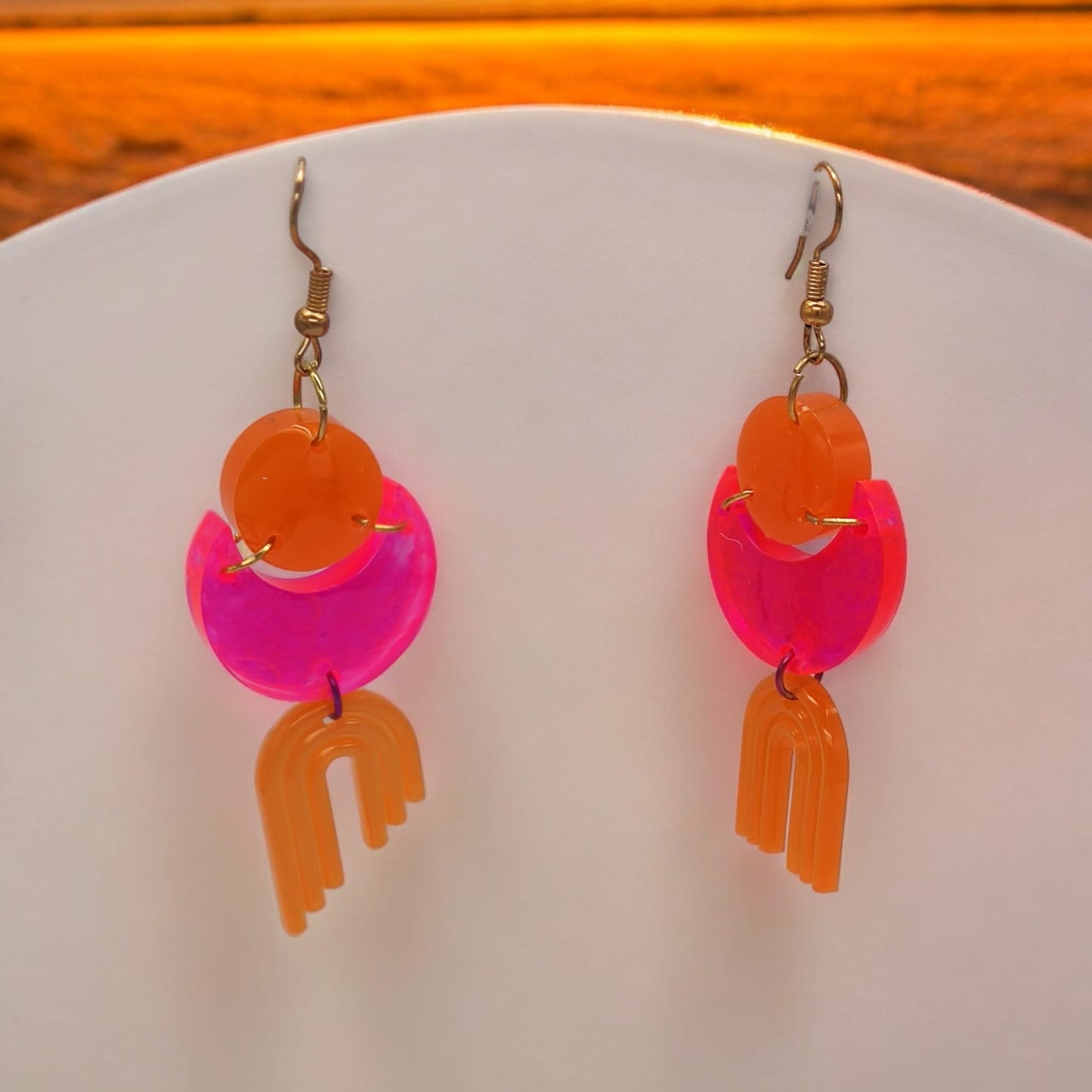 Boucles d'oreilles fantaisie aux couleurs du couché du soleil