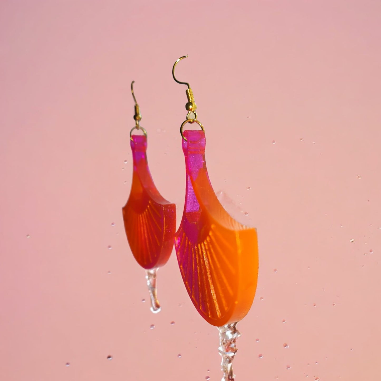 Boucles d'oreilles fantaisie  éventail aux couleurs du couché du soleil